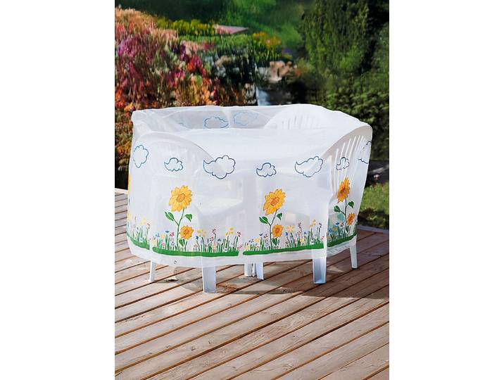Schutz für Gartenmöbel und Auflagen, Weiss, Tisch + Stühle