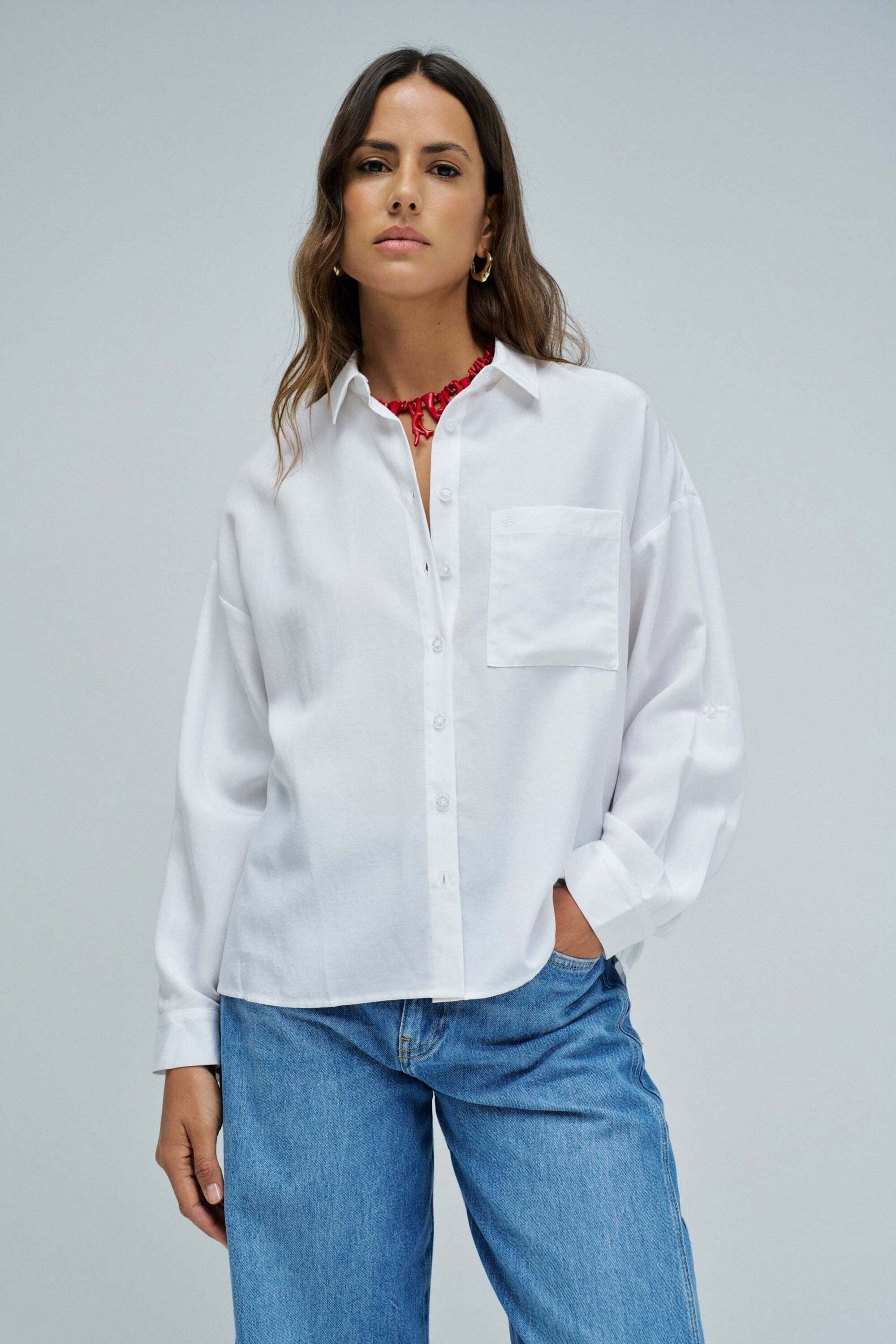 Langarmbluse SALSA "Salsa Jeans Langarmbluse Oversize Basic", Damen, Gr. S, weiss (weiß), Obermaterial: 100% Lyocell CLY., Blusen Langarmbluse weiß S
