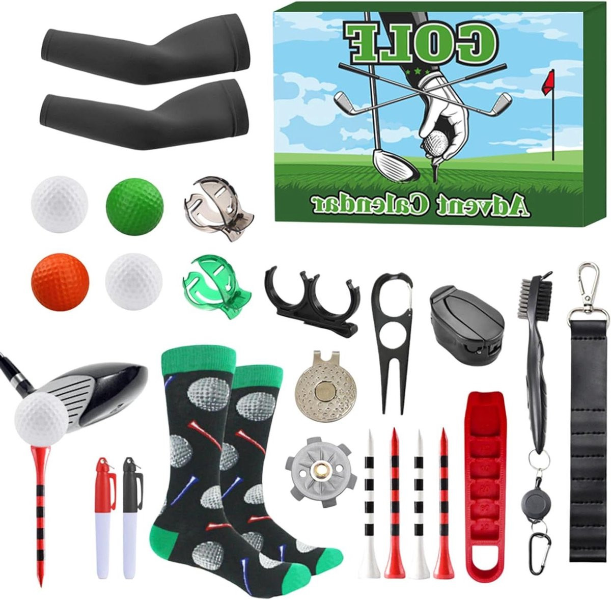 Golf Adventskalender met 24 dagen golfcadeaus, 41.3 x 29.7 x 7.3 cm