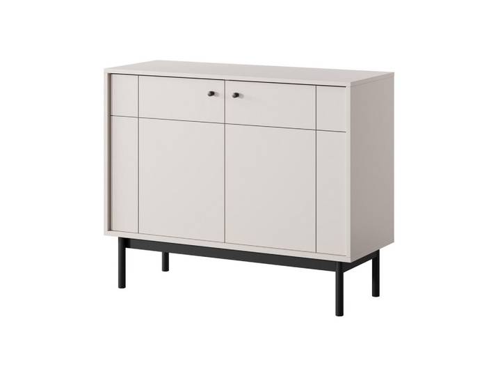Ravio Kommode Sora K2D (Cashmere, Gefräste Front, Haefele Soft-Close, Holzfüße), Kaschmir, Rechteckig, 104x83x39 cm, Kleinmöbel, Kommoden, Sideboards