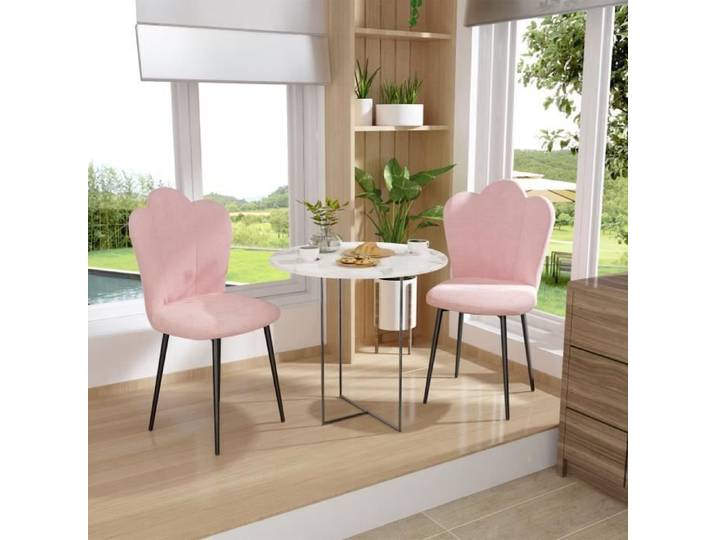 Chaise de salle à manger en velours Rose - Pétale Dossier - VIVOLILV - Lot de 2 - Contemporain - Design