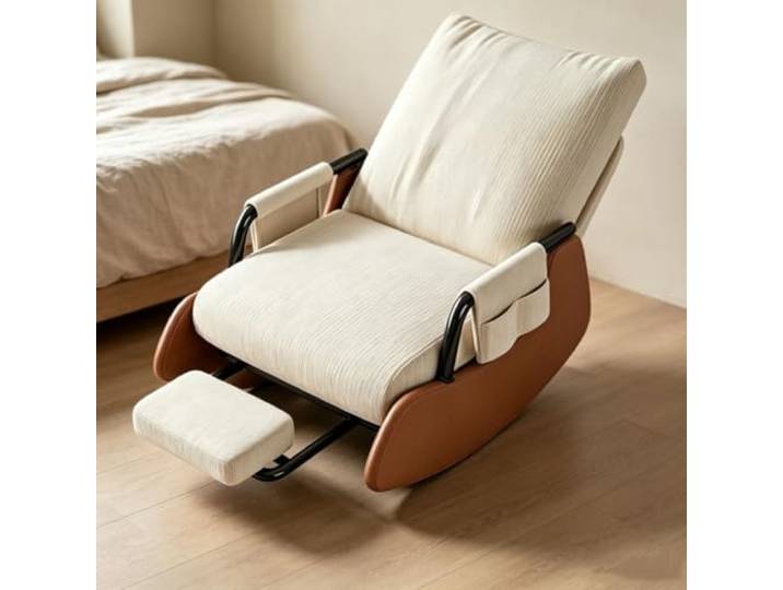 LCNDKF Ergonomischer Ruhesessel mit Ausziehbarer Beinablage Kompakter Loungesessel mit herausziehbarer Fußstütze und weichen Armlehnen für Schlafzimmer.