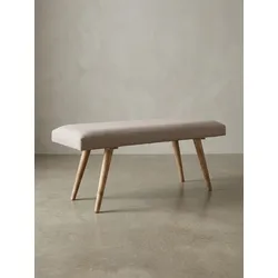Sitzbank Stoff Massivholz Retro Stil gepolstert, Beige 117x38x51 cm