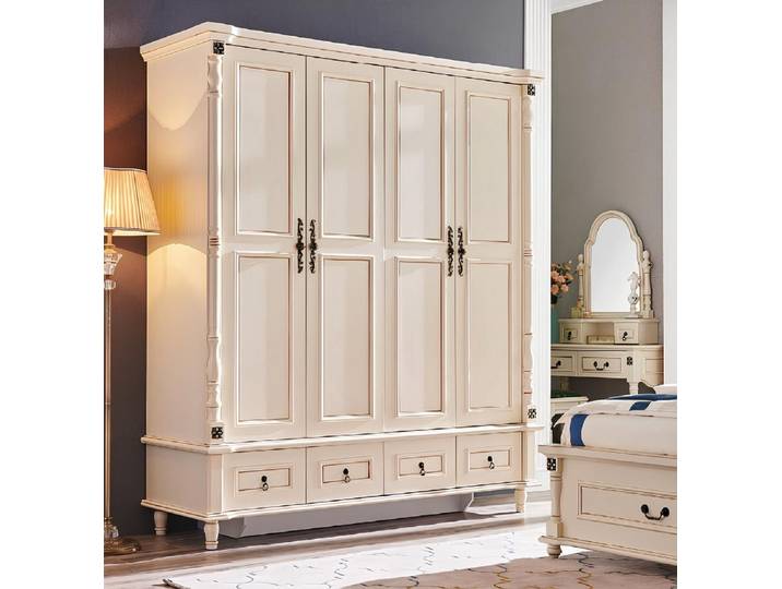 JVmoebel Kleiderschrank Beistellschrank im Barock Stil aus Holz in natürlichem Beige (1-St) Made in Europa