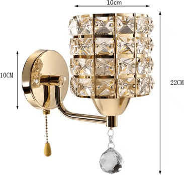 Inspire Curations Modern Crystal Wall Sconce Gold Silver E27 Light gold With Switch