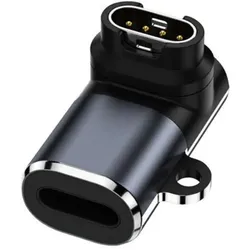 PowerGuard Lightning to Garmin Smartwatch Charge Adapter Ladeadapter 90-Grad flach, Smartwatch Zubehör, Grau, Schwarz