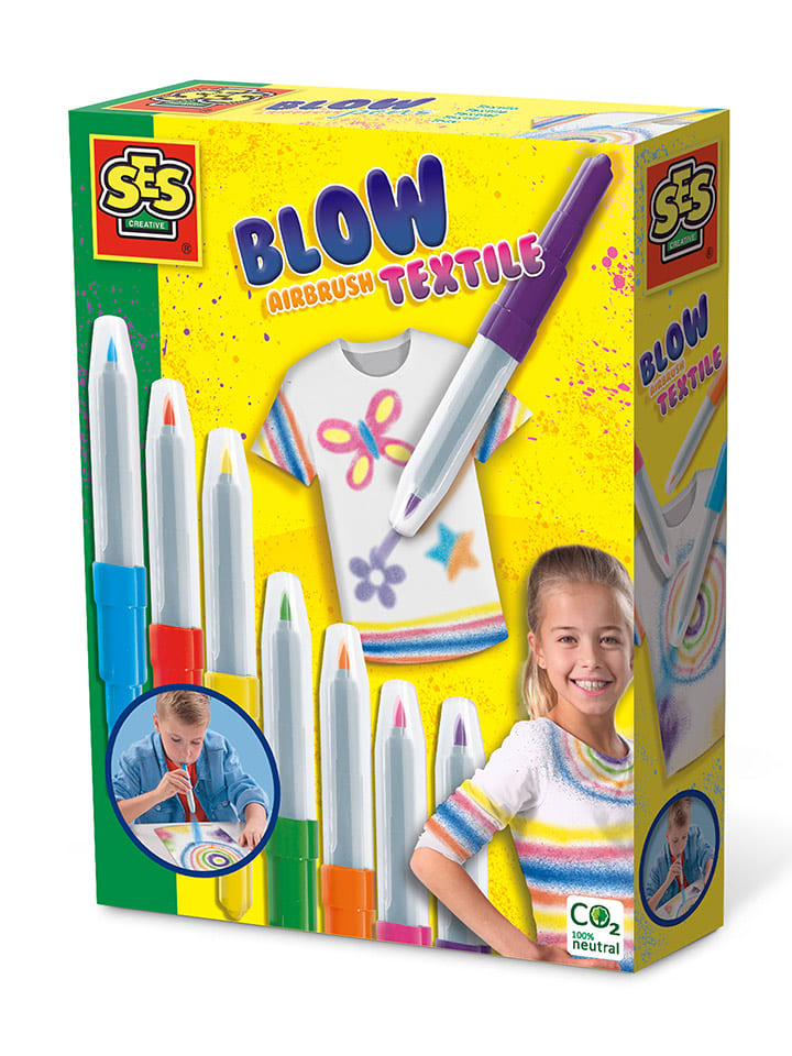 SES Blow airbrush Pens "Textil" - 7 Stück - ab 5 Jahren - onesize