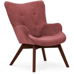 LOUNGESESSEL Lenari Terrakotta Cordstoff mit Füßen in Braun