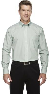 Devon & Jones D645 Men's Crown Collection Banker Stripe Woven Dress Shirt in Dill size 3XL   Cotton/Polyester Blend