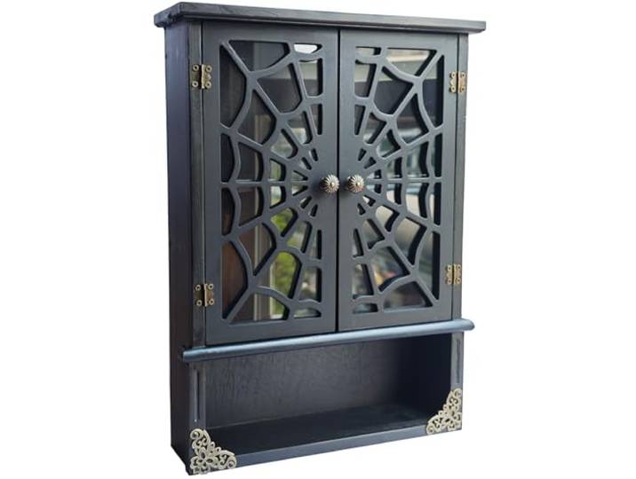 IRISVITA Spinnennetz Schwebendes Gothic Regal, Gothic & Vintage Wanddekoration, Schweberegale für Schlafzimmer & Badezimmer, Halloween Dekor, Dunkle Akademie Geschenk für Poesie/Goth Fans