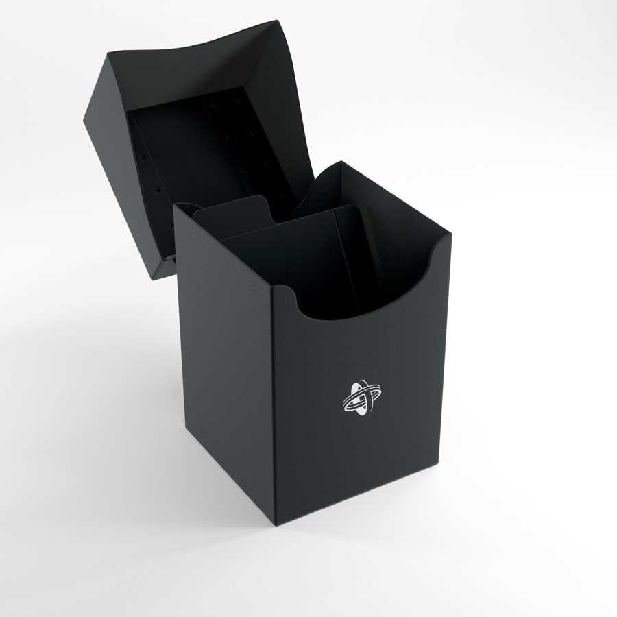 Gamegenic Deck Holder 100+ Black for Card Game Accessories, Holds up to 100 Cards, Black Storage Box with Self-Locking Lid