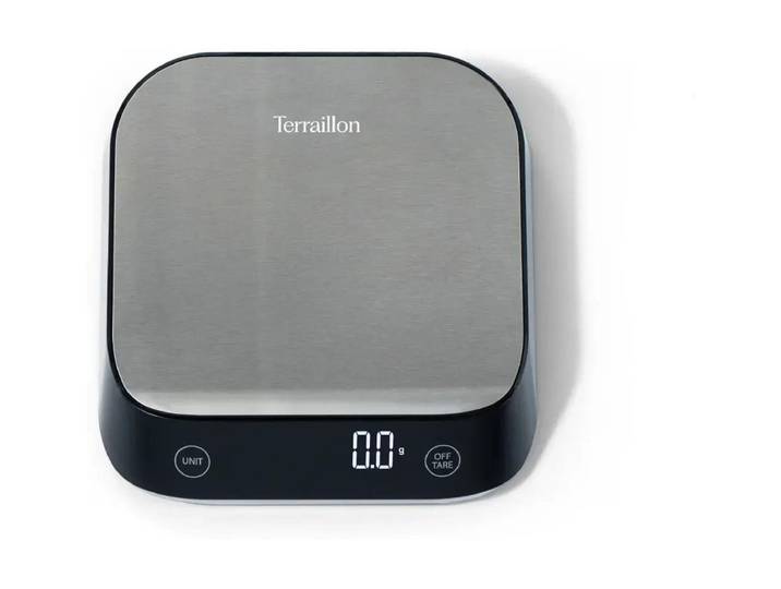 Küchenwaage TERRAILLON Epsilon , silber (inox, schwarz), B:16,4cm H:2,9cm L:15,5cm, Kunststoff, Küchenwaagen, Küchenwaage