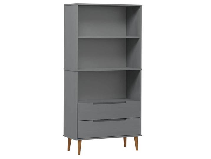 vidaXL Bücherregal Molde Grau 85/35/170,5 Cm Massivholz Kiefer, Holz, 35x170.5x85 cm, Wohnzimmer, Regale, Bücherregale