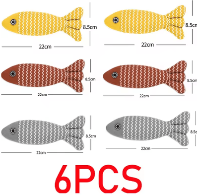 Inspire Picks 3PCS Fish Catnip Kicker Toy Set Interactive Chew & Exercise Toys For Indoor Cats 6pcs yellow Red Grey