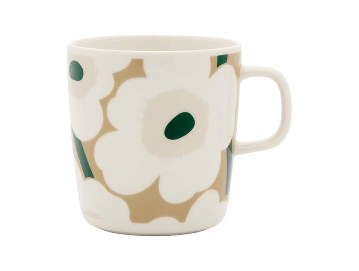 Marimekko Mug Unikko 40 cl White-beige-light sand-dark green