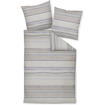 Bettwäsche JANINE "DAVOS65153 07", grau (platin), B/L: 200cm x 200cm, 1 Stk., 2 Stk., Feinbiber, B/L: 80cm x 80cm & 80cm x 80cm, Feinbiber, Obermaterial: 100% Baumwolle, Bettwäsche, Bettwäsche, mit Reißverschluss