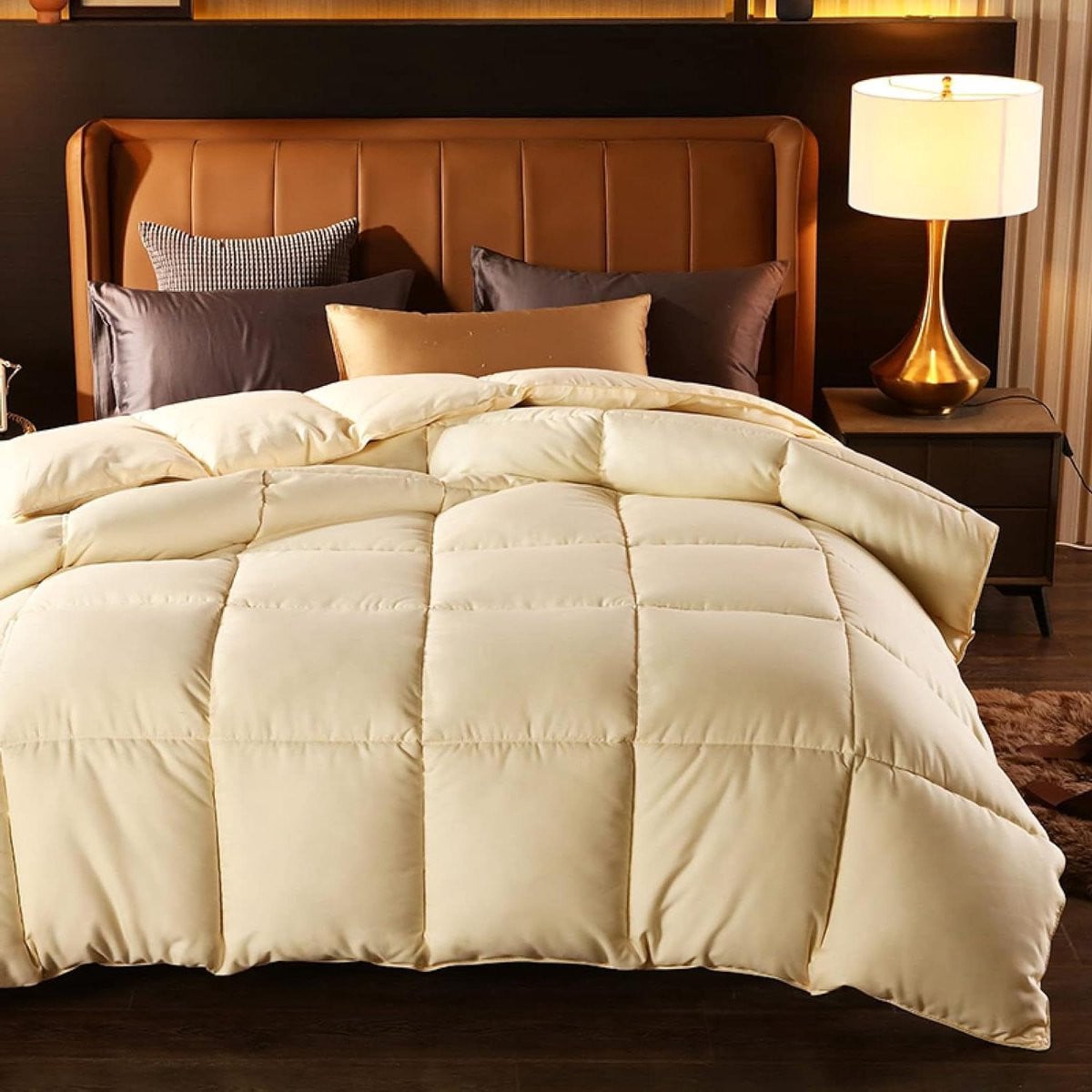 Wit Dekbed Dubbel met Donzen Quilt en Boxsteek Ontwerp - 220 x 240 cm