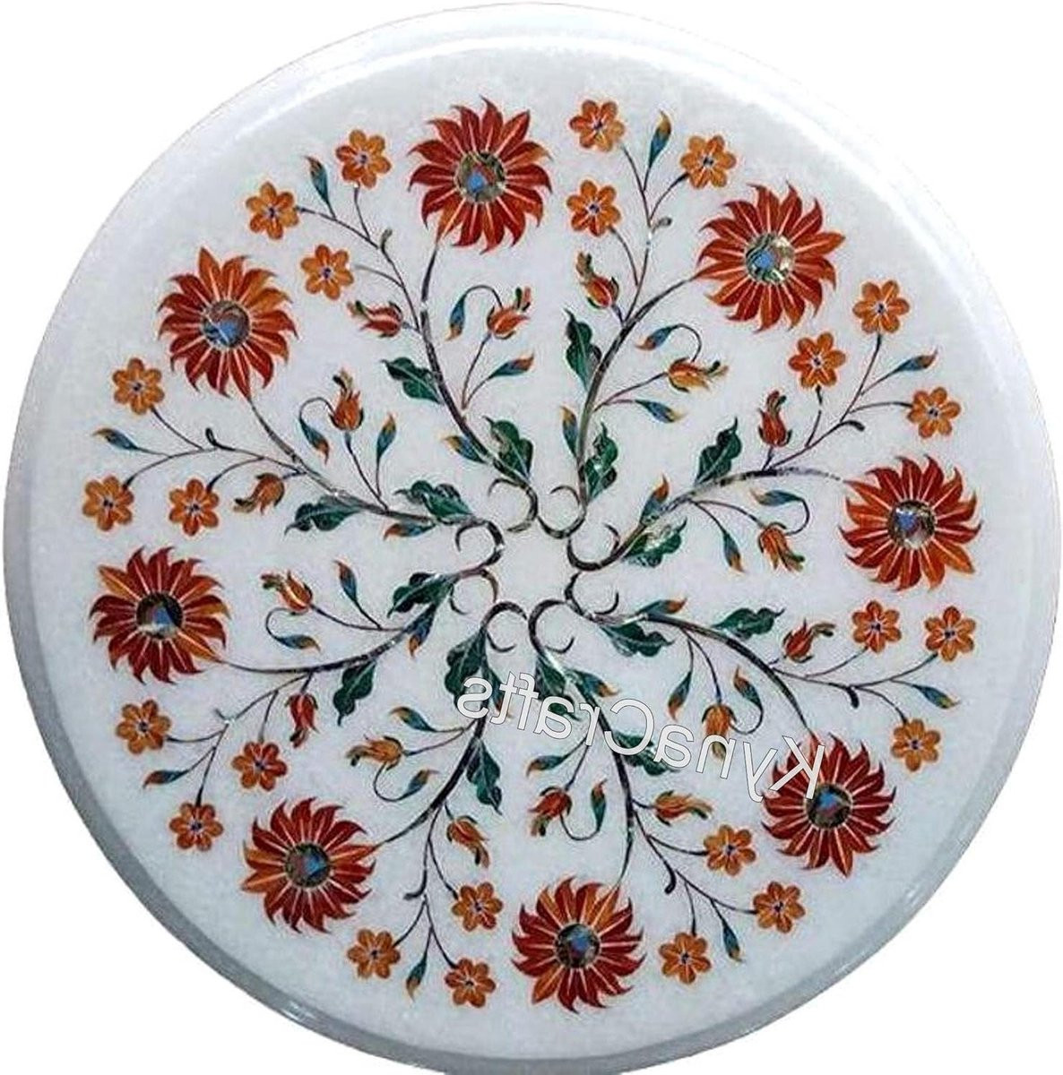 Handgemaakt Marmeren Tafelblad Wit - 33 x 33 cm