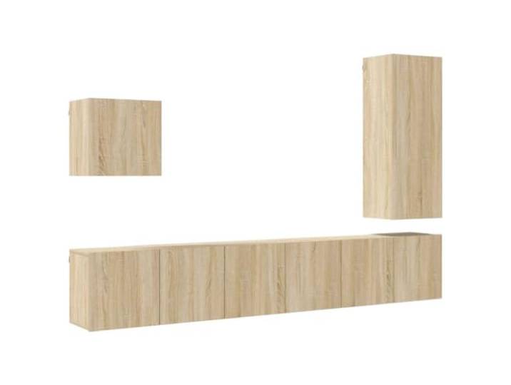 hliofuir 5-TLG. TV Wandschrank Set Sonoma-Eiche Hängeschrank Wohnwand Modularer Hängeschrank für Wohnzimmer und Arbeitszimmer, schafft Bodenfreiheit und vielseitigen Stauraum.