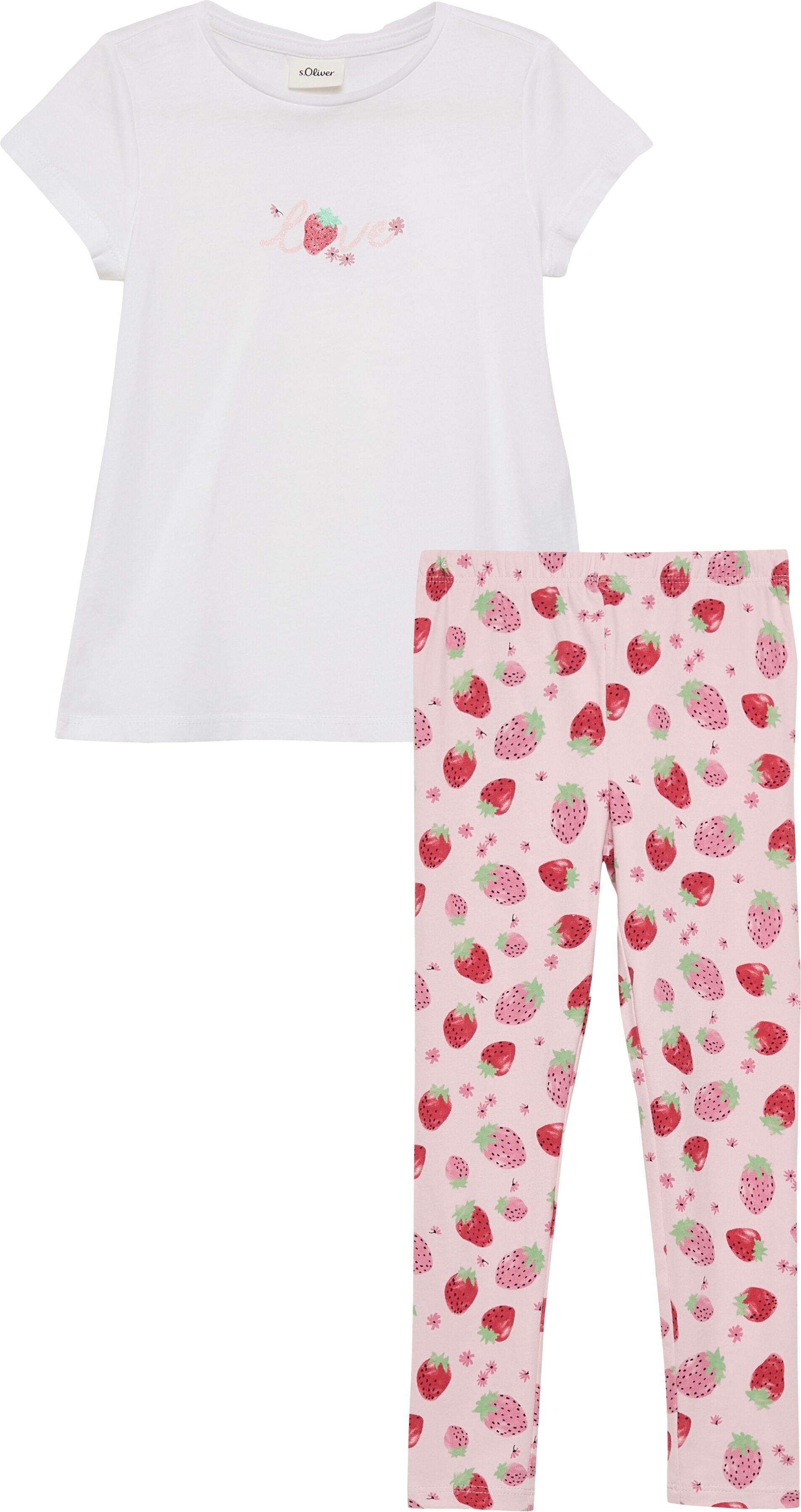 s.Oliver Junior 2 2er Set, gemusterte Leggings und Sommershirt, für Girls weiß, rose aop 104/110