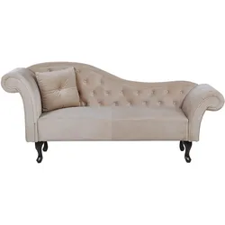 CHAISELONGUE Samtstoff beige linksseitig Lattes