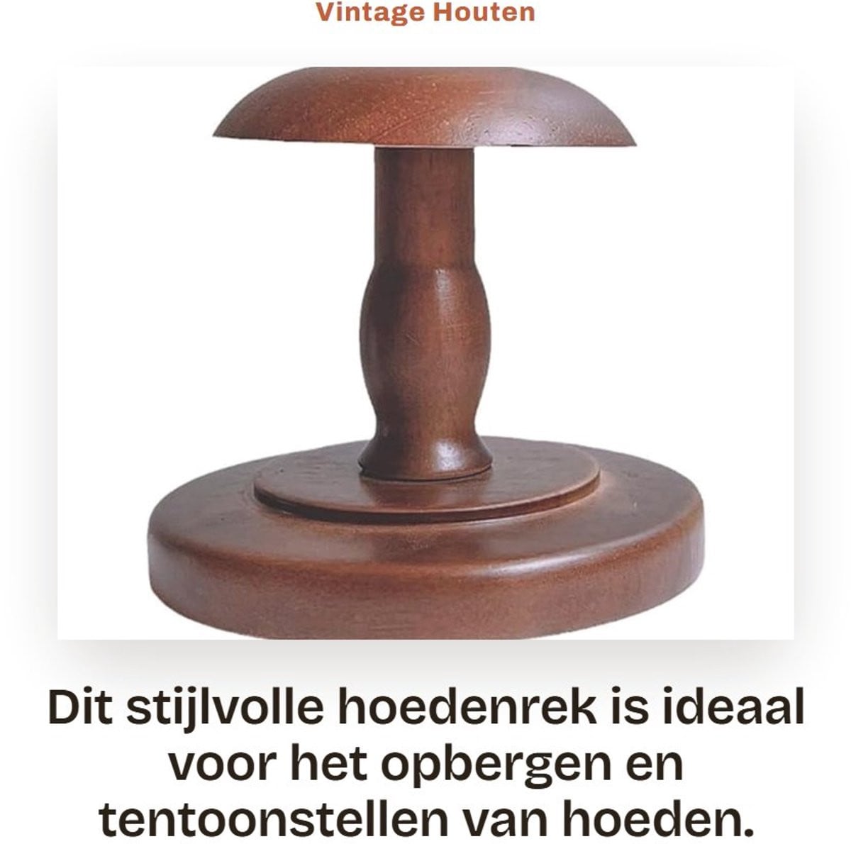 Dailygoods Houten Hoedenrek Vintage - Bruin - Hoedenstandaard en Organizer