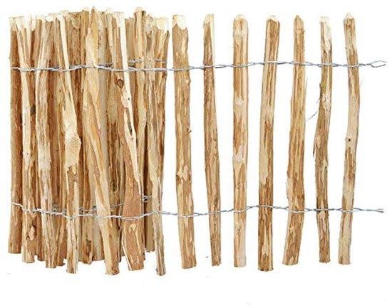 Weerbestendige houten tuinomheining van natuurlijk hazelnoot H60 x L500 cm