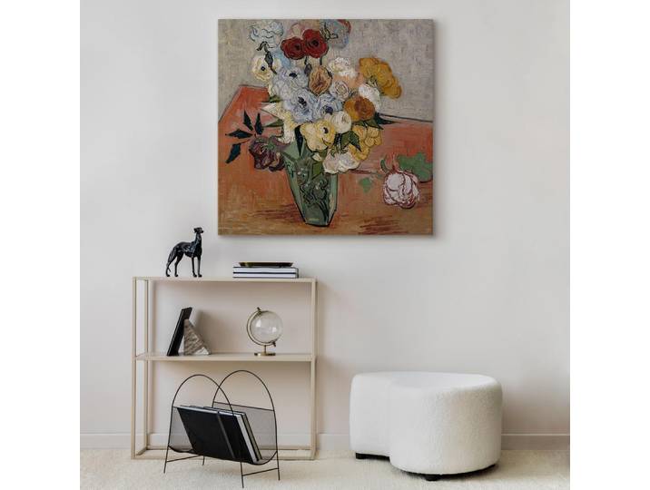 Toile Nature morte : Vase japonaise Feutre Gris/Gris 40 x 40cm