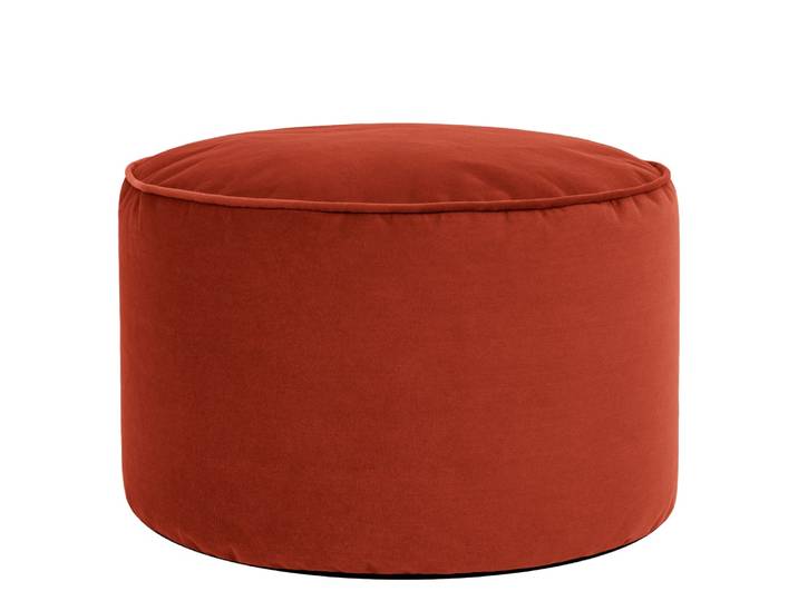 Pouf repose-pieds rond velours terracotta