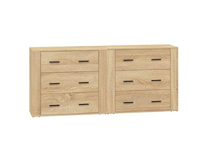 GHVBNMF Sideboard 2er Set Sonoma-Eiche 80x33x70 cm Holzwerkstoff Praktisches 2-teiliges Anrichte-Set mit robuster Ablage fuer Wohnzimmer, Schlafzimmer und Flur im Sonomadesign.