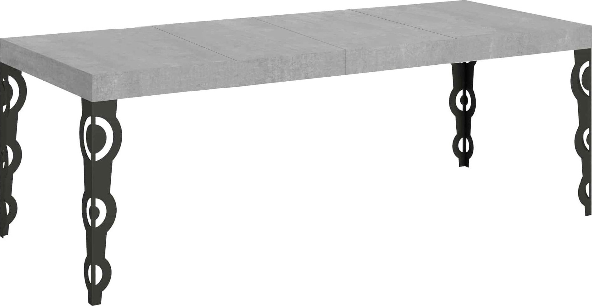 Ausziehbarer Tisch 90x160/264 cm Karamay Premium Cement Anthrazit Gestell