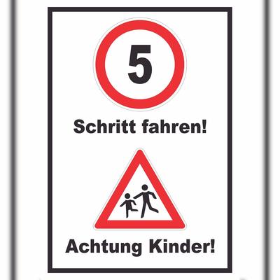 HB-Druck Schritt fahren Achtung Kinder Schild A0 Rückseite selbstklebend