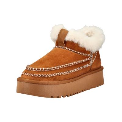 Plateaustiefelette DOCKERS BY GERLI "Dockers by Gerli Stiefelette Lederimitat", Damen, Gr. 40, cognac, Lederimitat, Schuhe