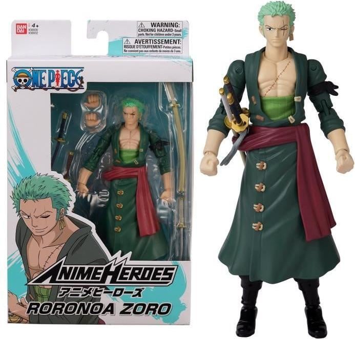 Bandai One Piece Anime Heroes Roronoa Zoro Figurine, 17 cm