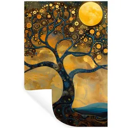 WANDTATTOO Baum - Mond - Blumen - Gold - Kunst Wandbild 40x60 cm