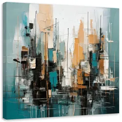 LEINWANDBILD Stadt Abstraktion Türkis Architektur 30x30cm