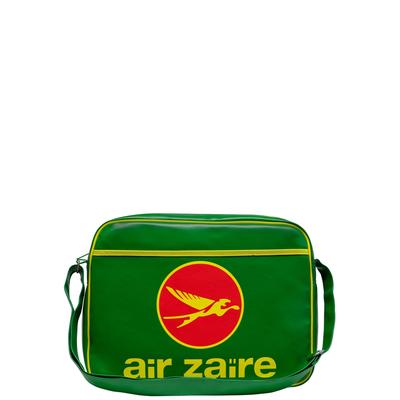 Schultertasche LOGOSHIRT "Air Zaire", Damen, Gr. B/H/T: 40cm x 30cm x 40cm, grün (grün, gelb), Lederimitat, bedruckt, mehrfarbig, Taschen Schultertasche, mit Air Zaire-Frontdruck