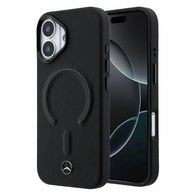 Mercedes PU-Leder 3D MagSafe Hülle für iPhone 17 Schwarz (Apple iPhone 17) (MEHMP17S25PEMMOK)