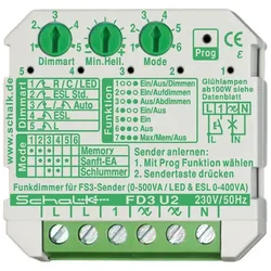 Schalk, Lichtschalter + Storenschalter, SCHAL FD3 U2 Funk-Universal-Dimmer 230VAC UP m.Zusatzfunktio