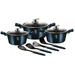 BerlingerHaus 10-DAY POT SET. METALLIC LINE AQUAMARINE BH-6152, Pfannenset + Topfset, Schwarz