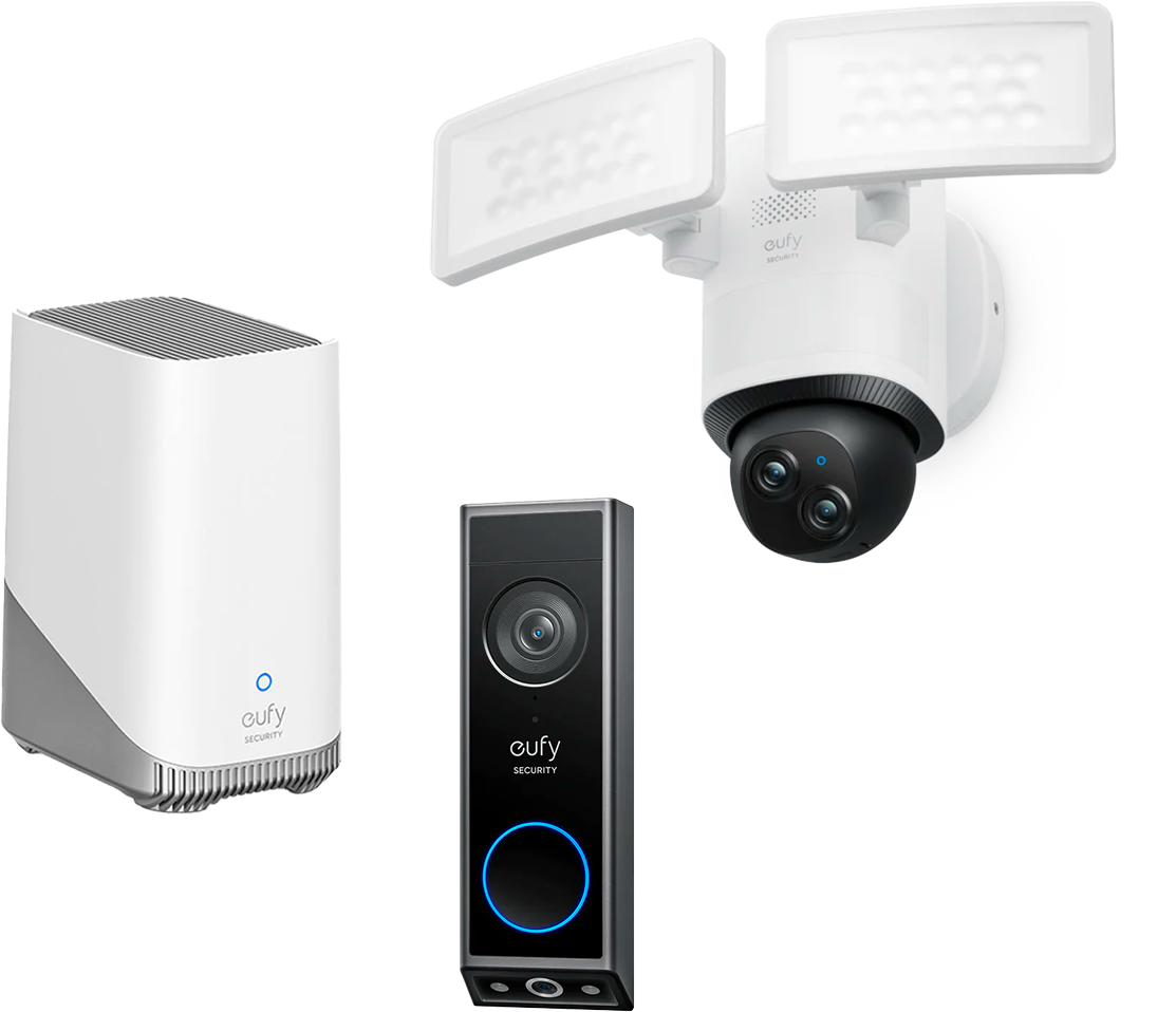 eufy Doorbell & Floodlight Cam E340 Bundle + Homebase 3 Black