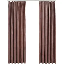 vidaXL Verdunkelungsvorhänge Haken 2 Stk. Samt Antik-Rosa 140x225cm