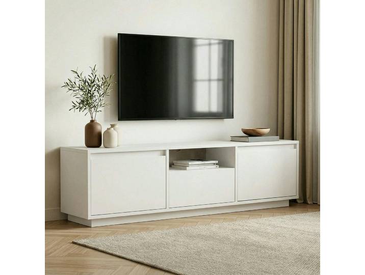 Meuble Tv Blanc 3 Portes Abattantes Marfa