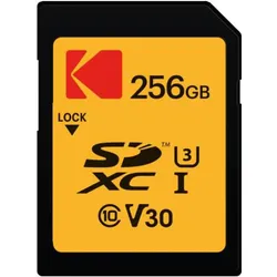 Kodak SD 256GB UHS-I U3 V30 Ultra (256 GB, SDXC, U3, UHS-I), Speicherkarte, Schwarz, Orange
