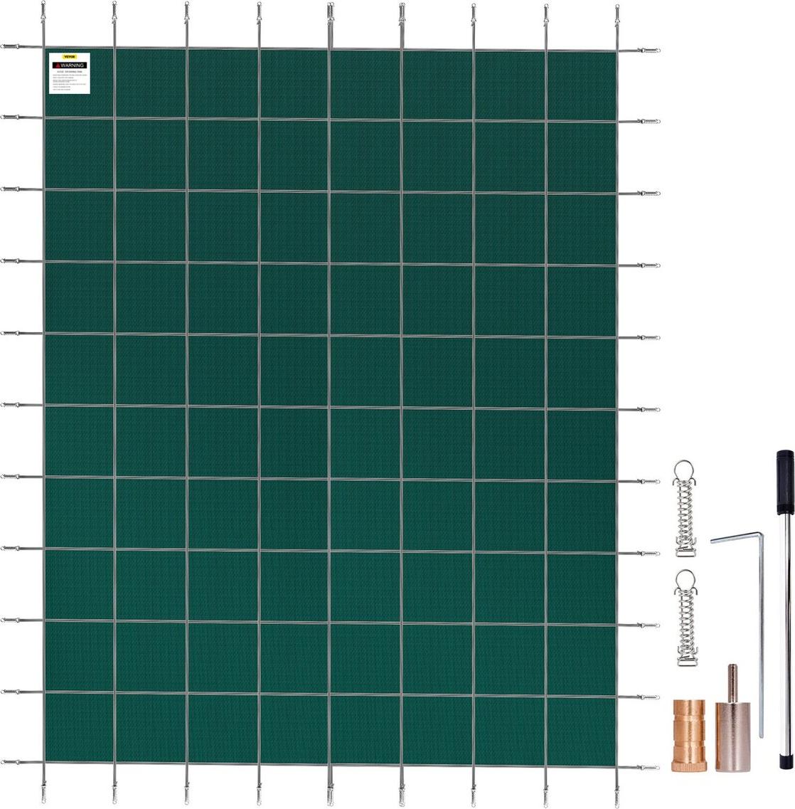 Rectangular Safety Mesh Swimming Pool Cover 14X26 FT Green Winter Outdoor