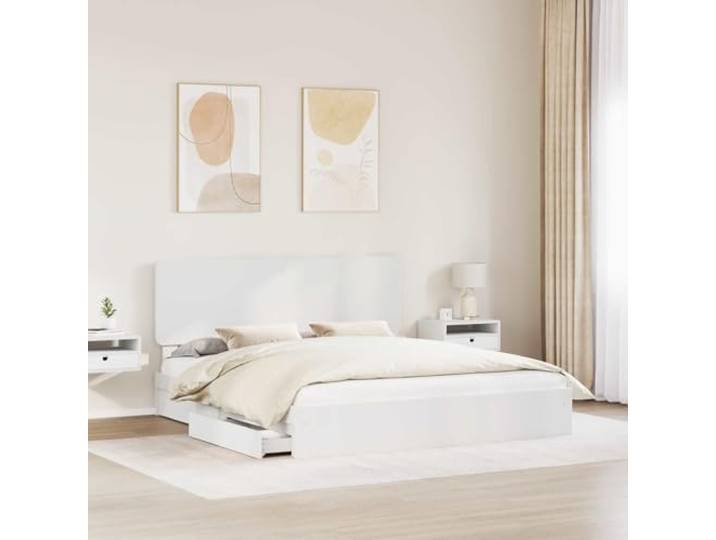 SKTQYQO Bett mit Stauraum, weiß, 180 x 200 cm, mehrschichtiges Holz Super King, mit Schubladen, einfache Montage, modernes Design, langlebig