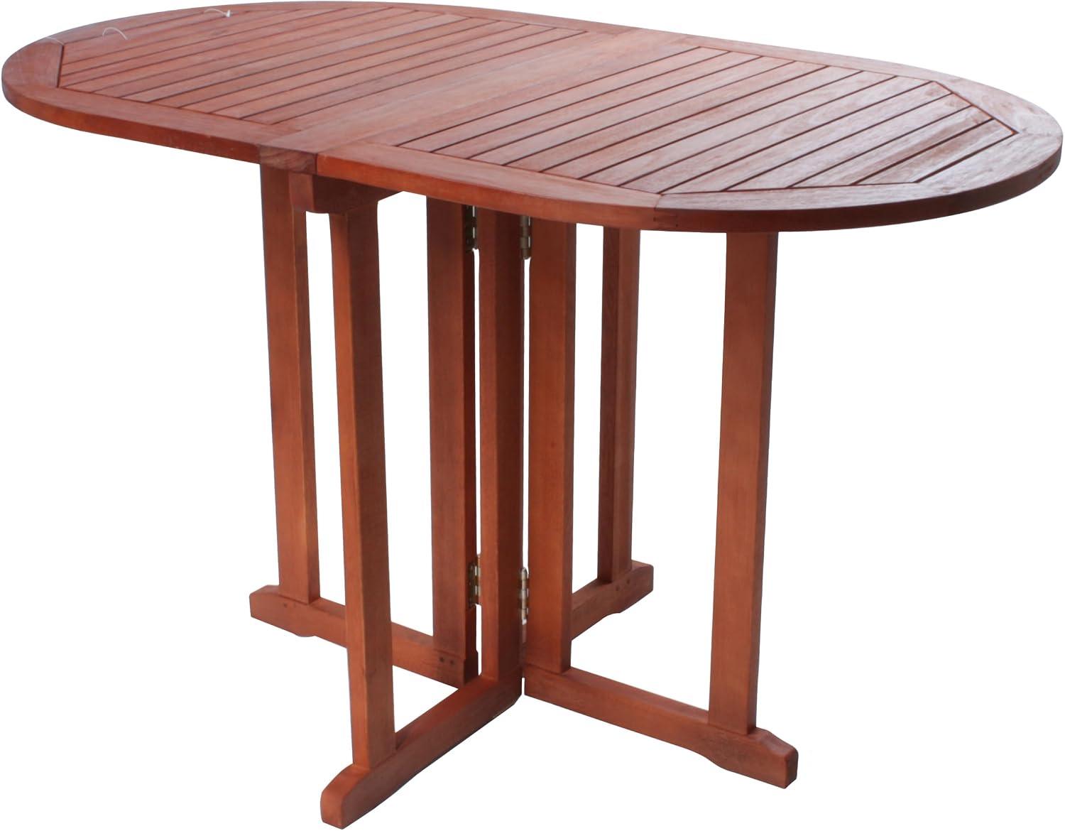 DELUKE Nancy Gartentisch, oval und klappbar - Eukalyptus, Natur, 120x70x73cm | Wetterfester Outdoor-Klapptisch für Balkon und Garten