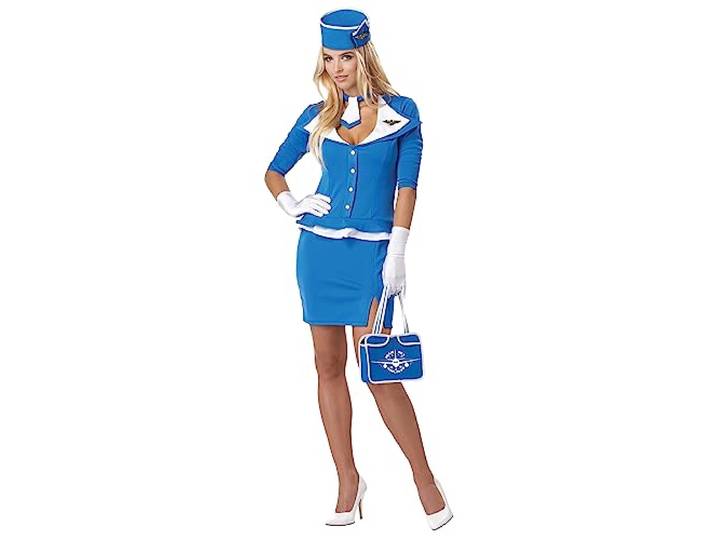 Retro Airline Stewardess Costume Adult Medium 8-10