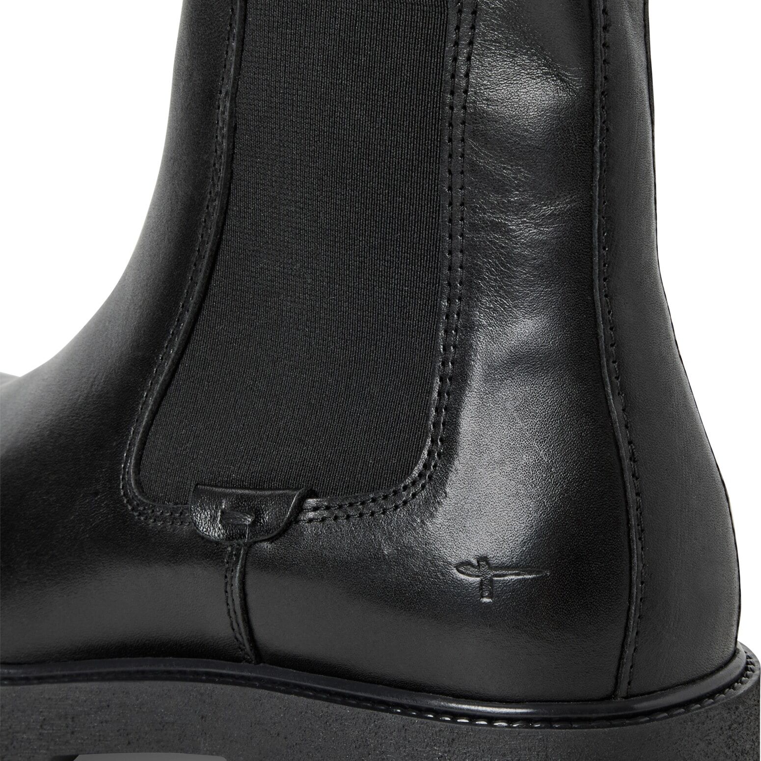 Chelseaboots TAMARIS, Damen, Gr. 40, Textil, schwarz, Glattleder, Schuhe Chelseaboots, Blockabsatz, Businessschuh, Herbstboots zum Schlupfen