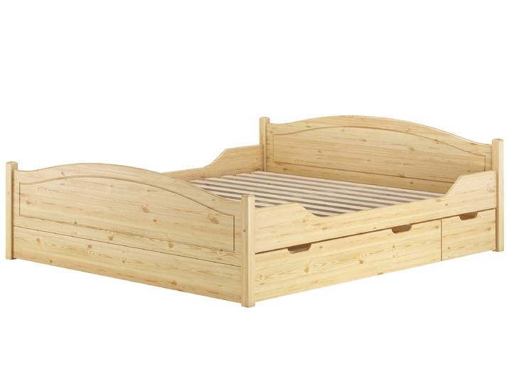 Kieferholzbett Holzbett Gästebett Doppelbett 180 x 200 cm Massiv Natur